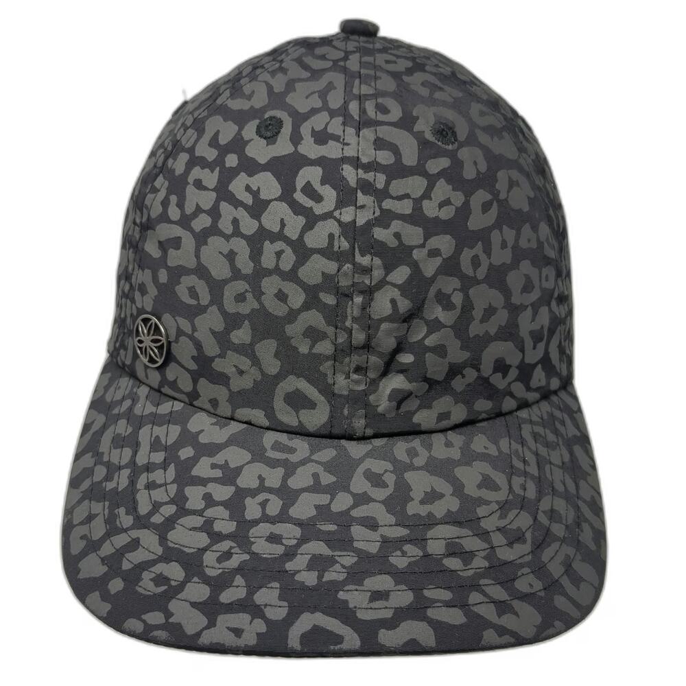 Athleta Baseball Cap Black Gray One Size Leopard Print Nylon Slideback Hat